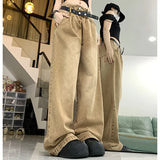 Wjczt Woman American High Waist 2000s Y2k Jeans Female 90s Vintage Designer Baggy Pants Girls Harajuku Fashion Brown Denim Trousers