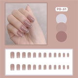 Wjczt 24p Artifical Fake Nails Full Coverage False Nails White Clouds French Long Wearing Reusable Nail Coffin Ballerina Press on Nail