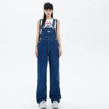 Wjczt American Style Simple Sweet Cool Bib Pants Women's Fashionable Versatile Spicy Girl Jeans Trendy New Arrival Summer 2024