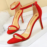 Wjczt Shoes Summer Women Sandals Suede Hollow High Heels Stiletto Fashion Sandles Women Heels Ladies Shoes Women's Sandals