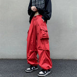 Wjczt  Streetwear Y2K Cargo Pant Black Pants 2025 New Harajuku Fashion Casual Loose Men Rock Straight Wide Leg Pants Cotton