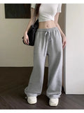 Wjczt Wide Leg Sweatpants Women Casual Classic Black Gray Joggers Oversized Sports Trousers Baggy Female Streetwear All-match