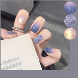 Wjczt 24Pcs/Box Nail Art Fake Short Ballet Wearable Fake Nails press on Square Coffin Head Full Cover Detachable Finished Fingernails