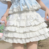 Wjczt Japanese Style Kawaii Lolita Mini Skirt Women Gothic High Waist Ruffle Tiered Skirts Sweet Girly Summer Harajuku Y2k Short Skirt