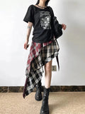 Wjczt 2024 Autumn Summer New Fashion Design Plaid Tassel Short Skirt High Waist Japan Popular Half Skirt Women's Skirt Pants