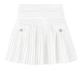 Wjczt Summer White Pleated Skirts Sexy Casual Slim College Women High Waist Mini Metal Letter D Ontwerp A-lijn Korean Fashion Style