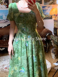 Wjczt Vintage Elegant Floral Long Dress Women Beach Party Evening Vacation Dresses Female Casual Designer Fashion Summer Dresses 2024