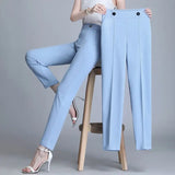 Wjczt Office Lady Fashion Solid All-match Pencil Pants Spring Autumn Elastic Band High Waist Slim Women Casual Long Straight Trousers