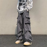 Wjczt  Streetwear Y2K Cargo Pant Black Pants 2025 New Harajuku Fashion Casual Loose Men Rock Straight Wide Leg Pants Cotton