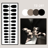 Wjczt 24Pcs/Set Long Round Head Bright Solid Color Press On Acrylic Nail Art Fake Nails Finished Wearing Manicure Reusable False Nails