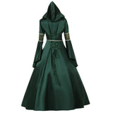 Wjczt Europe and the United States medieval retro court hooded dress Gothic square collar tie with flared sleeves large skirt