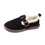 Wjczt  Shoes Woman Flats Round Toe Casual Female Sneakers Slip-on Loafers Fur Dress Winter Retro Slip On New Lace-Up Rubber Flock Leisu