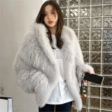 Wjczt Winter Faux Fur Coat Women Hooded Loose Long Sleeve Outerwear High Street Luxury Fur Jacket Female Fashion Overcoats 2024 New