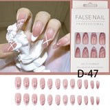 Wjczt 24Pcs/Set Press On Fake Nails Green Wearing Reusable False Nails Art Girls Ballerina Coffin Nail With Glue Full Cover Artificial