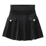 Wjczt Summer White Pleated Skirts Sexy Casual Slim College Women High Waist Mini Metal Letter D Ontwerp A-lijn Korean Fashion Style