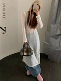 Wjczt Korean Fashion See-through Lace Dress Women Clothing Long Sleeve Streetwear Sheer Spring 2024 Party Dress Chic Vestidos