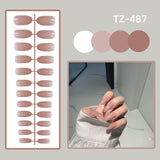 Wjczt 24Pcs/Set Long Round Head Bright Solid Color Press On Acrylic Nail Art Fake Nails Finished Wearing Manicure Reusable False Nails