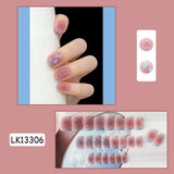 Wjczt 24Pcs New White Daisy Fake Nails Short Simple Detachable Wearable Armor Wearing Reusable False Nails Ballerina Press on Nail Set