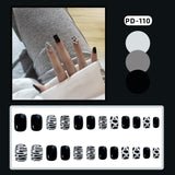 Wjczt 24Pcs/Box Nail Art Fake Short Ballet Wearable Fake Nails press on Square Coffin Head Full Cover Detachable Finished Fingernails