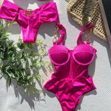 Wjczt 2024 Sexy Push Up One Piece Swimsuit Women Swimwear Underwire Monokini Bathing Suits Swim Suit Wear Summer Beachwear