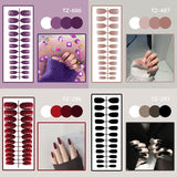 Wjczt 24Pcs/Set Long Round Head Bright Solid Color Press On Acrylic Nail Art Fake Nails Finished Wearing Manicure Reusable False Nails