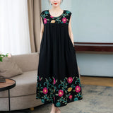 Wjczt New Casual Summer Dress For Woman Dresses Women Floral Sunflower Dress Embroidery Ladies Party Dress Female vestidos