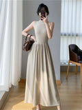 Wjczt Spring Summer New Casual Elegant Sleeveless Knitted Midi Dress Slim Elegant Ladies  Robe