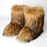 Wjczt Winter Shoe Women's Winter Fluffy Faux Fox Fur Boots Woman Plush Warm Snow Boots Luxury Footwear Girls' Furry Fur Bottes Fashion