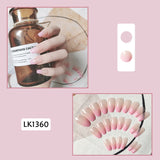 Wjczt 24p Artifical Fake Nails Full Coverage False Nails White Clouds French Long Wearing Reusable Nail Coffin Ballerina Press on Nail