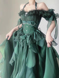 Wjczt Green Flower Wedding Dress Lolita Dress op Dress Lolita Heavy Industry Trail Puffy Princess Dress