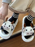 Wjczt Unisex Open-toed Cow Cartoon Slippers-Non-slip Women New Indoor Shoes Spring Summer Kawaii Comfortable Lovely Family Shoes 2024