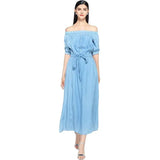 Wjczt 2024 new summer casual slim dress women elegant slash neck half sleeve denim dresses vestidos de verano women clothes 2019