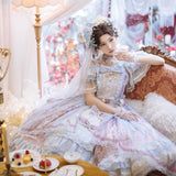 Wjczt Japanese sweet lace floral embroidered Princess dress Girl Cute pre-party Victorian Lolita dress