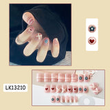 Wjczt 24p Artifical Fake Nails Full Coverage False Nails White Clouds French Long Wearing Reusable Nail Coffin Ballerina Press on Nail