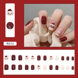 Wjczt 24Pcs New White Daisy Fake Nails Short Simple Detachable Wearable Armor Wearing Reusable False Nails Ballerina Press on Nail Set