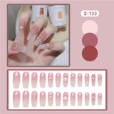 Wjczt 24P Nail Art Fake Nails Japanese Ballerina Press on Nails Set Diamond Streamer Flash Fly Butterfly Seamless Removable False Nail