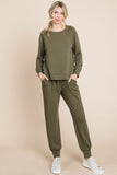 Wjczt Super Lady Round Neck Raglan Sleeve Top and Pants Lounge Set