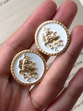 Wjczt 2024 New Vintage S925 Needle Portrait Coin Earrings