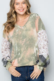 Wjczt Celeste Full Size Tie-Dye V-Neck Printed Sleeve Blouse