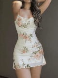 Wjczt Backless Floral Mesh Mini Dress