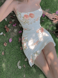 Wjczt Backless Floral Mesh Mini Dress