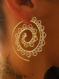 Wjczt 2024 New Retro Alloy Heliciform Hollow Earrings