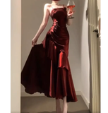 Wjczt Gift New Year's Eve Dress Burgundy Mermaid Spaghetti Straps Prom Dress Christmas Thanksgiving Gift New Year's Eve Dress1601-back to school dress nye outfits 2025