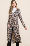 Wjczt Celeste Full Size Leopard V-Neck Long Sleeve Cardigan