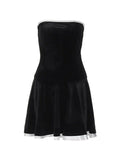 Wjczt   Velvet Splice Pleated Bandeau Mini Dress