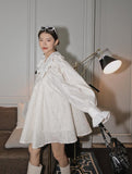 Wjczt Autumn Peter Pan Collar A-Line Above-Knee Length Street Wear Lovely Princess Style Long Sleeve White Dress