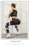 Wjczt Stripes Women Sports Leggings Mesh Fitness Leggings High Waist Sexy Patchwork Push Up Leggings Breathable Pants