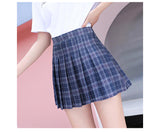 Wjczt Korean Style Plaid Skirts Women Summer Elegant High Waist a Line Pleated Skirt Kawaii Girls Dance Mini Skirts for Teenagers