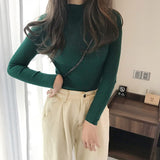 Wjczt Turtleneck Women Knitted Sweater Pullovers Autumn Winter Long Sleeve Solid Sweater Slim Casual Girls Women Tops Full Femme 17342