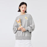 Wjczt Sweatshirt Women Oversize Flower Casual Spring New Personality Girly Pullover Drop-Shoulder Fashion